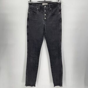 Madewell 25 10 High-Rise Skinny Jeans Womens Black Button Fly Raw‎ Hem
